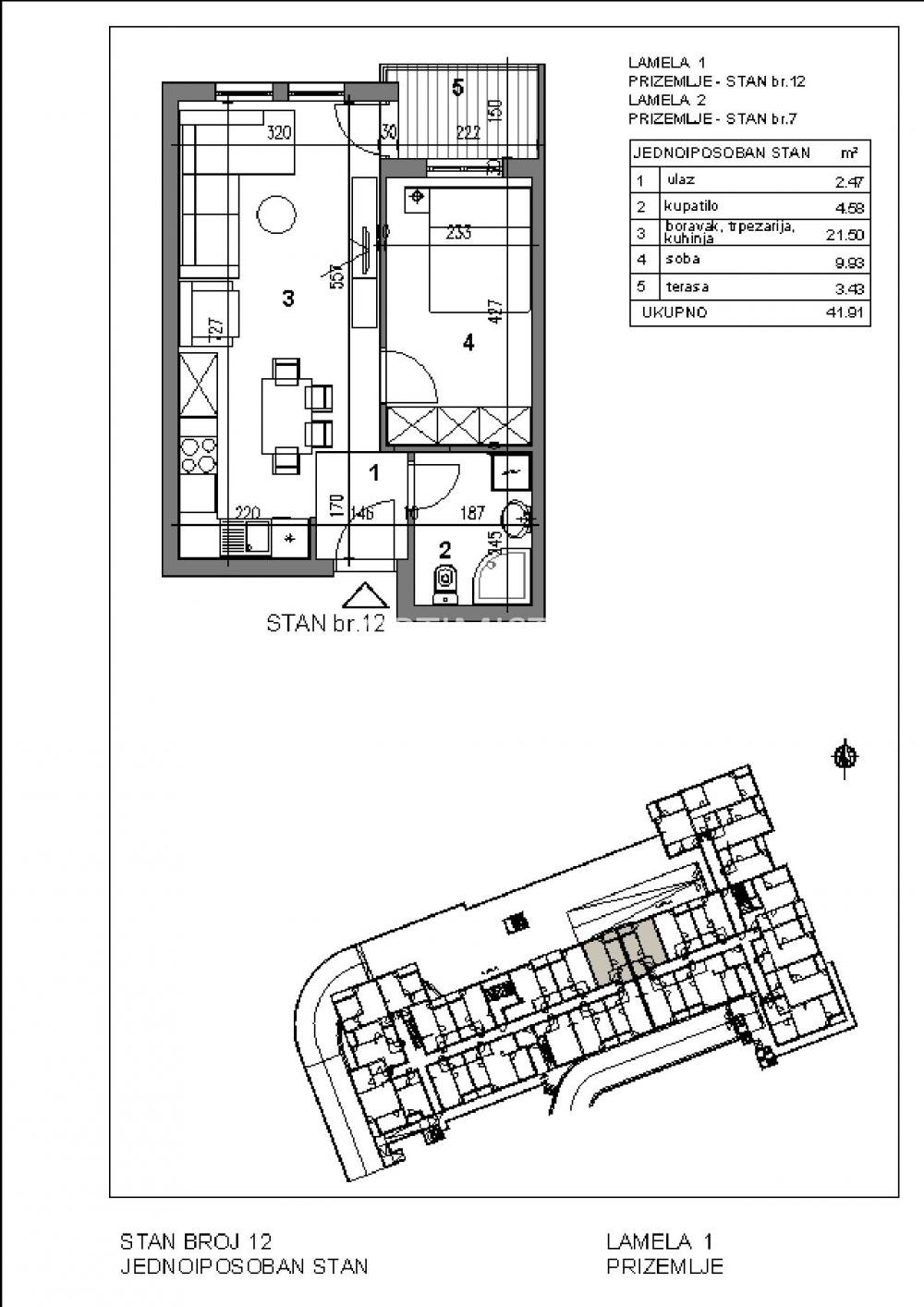 Mirijevo, Podmorničara Đorđa Mitrovića, 42m2, 1.5 ID#2688 75.600 €